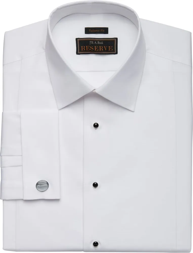 Men's Reserve Collection Tailored Fit Bib-Front Spread Collar Tuxedo Shirt at Jos. A. Bank, Cream/White, X