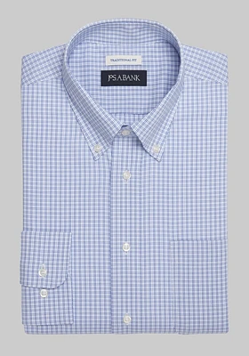 Men's Big & Tall Jos. A. Bank Traditional Fit Button-Down Collar Double Check Dress Shirt at Bank, Blue, X