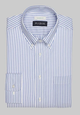 Men's Jos. A. Bank Tailored Fit Button-Down Collar Bengal Stripe Dress Shirt at Bank, Blue, X