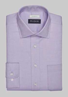 Men's Jos. A. Bank Tailored Fit Spread Collar Textured Solid Dress Shirt at Bank, Lavender/Purple, X