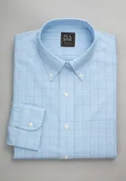 Men's Traveler Collection Tailored Fit Button-Down Collar Windowpane Dress Shirt at Jos. A. Bank, Blue, X