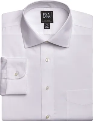 Men's Traveler Collection Tailored Fit Spread Collar Dress Shirt at Jos. A. Bank, Cream/White