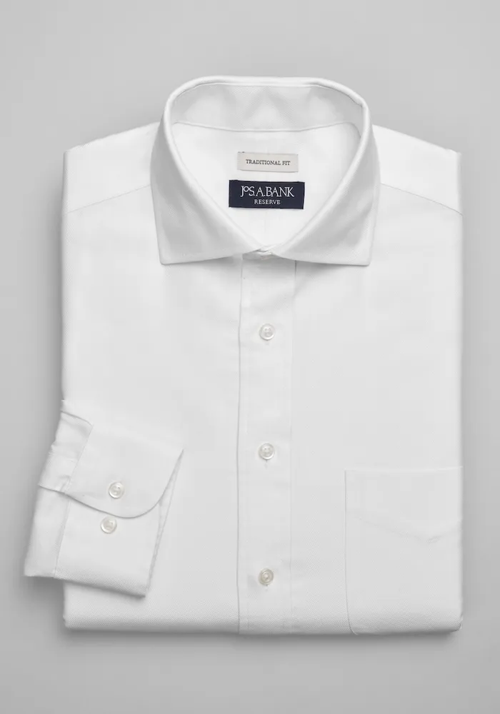 Men's Reserve Collection Traditional Fit Herringbone Dress Shirt at Jos. A. Bank, Cream/White, X