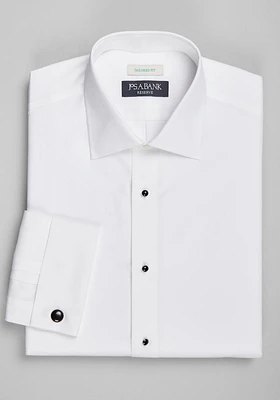 Men's Reserve Collection Tailored Fit French Cuff Formal Dress Shirt, White, 16 X 32