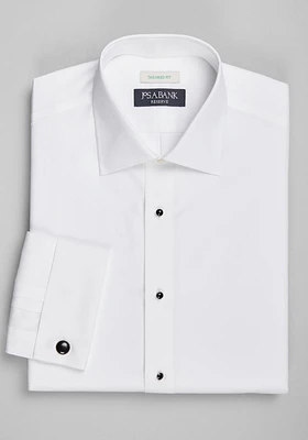 Men's Reserve Collection Tailored Fit French Cuff Formal Dress Shirt, White, 17 1/2 X 35