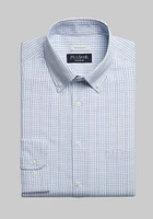 Men's Traveler Collection Tailored Fit Button-down Collar Plaid Dress Shirt, Light Blue, 14 1 /2 X 32/33