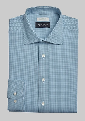 Men's Jos. A. Bank Tailored Fit Spread Collar Mini Gingham Dress Shirt at Bank, Aqua/Multi, X