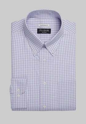 Men's Big & Tall Traveler Collection Traditional Fit Button-Down Collar Check Dress Shirt at Jos. A. Bank, Purple