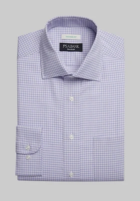 Men's Traveler Collection Tailored Fit Mini Plaid Dress Shirt at Jos. A. Bank, Purple, X