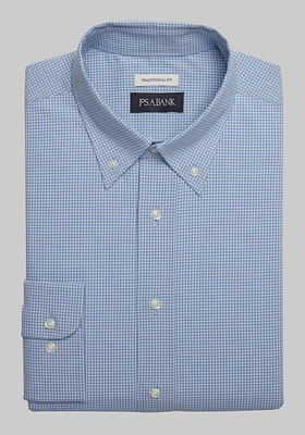 Men's Big & Tall Jos. A. Bank Traditional Fit Button-Down Collar Gingham Dress Shirt at Bank, Blue, X