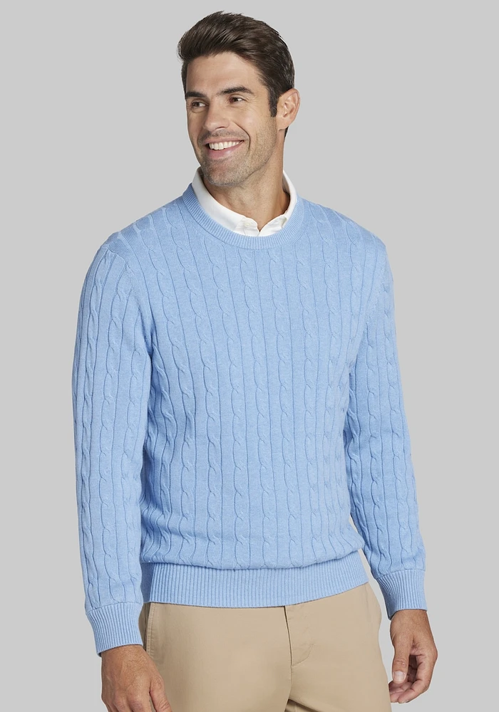 Men's Jos. A. Bank Cable Knit Crew Neck Sweater at Bank,