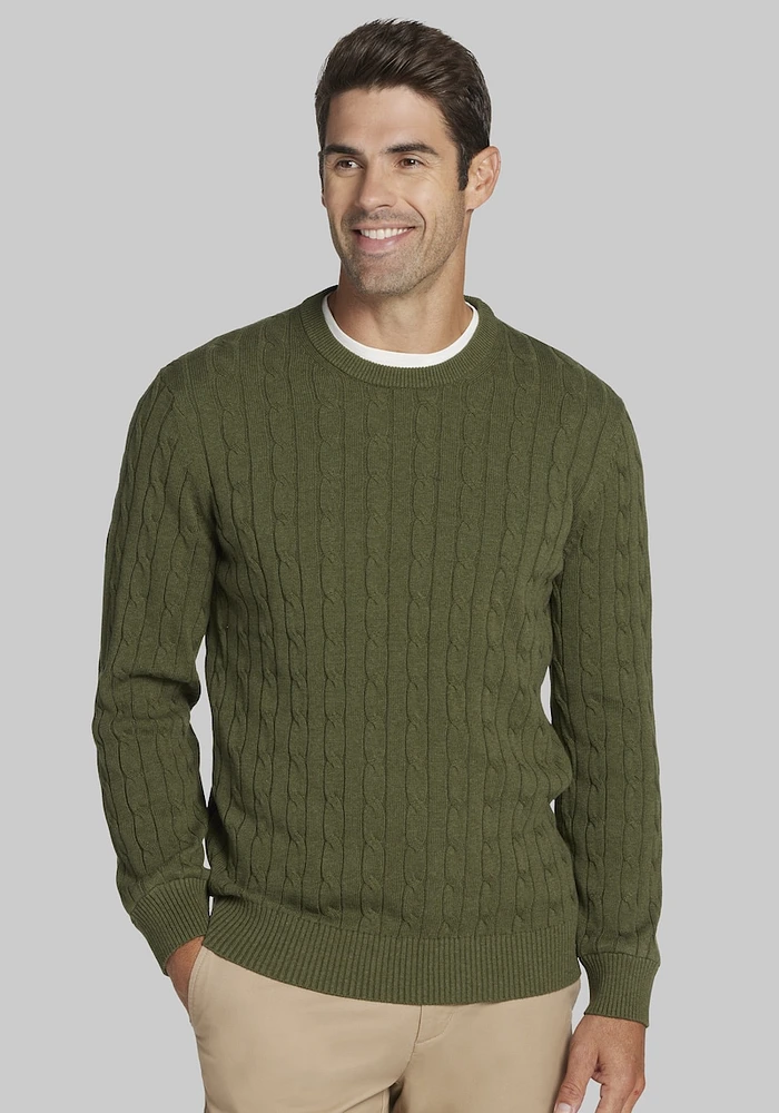 Men's Jos. A. Bank Cable Knit Crew Neck Sweater at Bank,