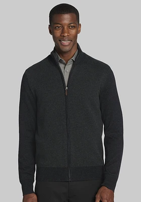 Men's Jos. A. Bank Full Zip Cardigan at Bank, Dark Grey Heather, - Sweaters