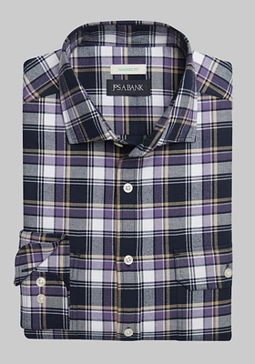 Men's Big & Tall Jos. A Bank Lux Flannel Long Sleeve Casual Shirt at Jos. A. Bank, Navy/Purple, Size XX Large