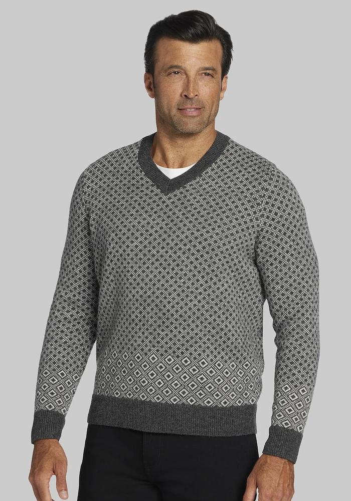 Men's Jos. A. Bank Diamond Jacquard V-Neck Sweater at Bank,