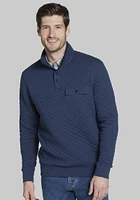 Men's Quilted Mock Neck Pullover at Jos. A. Bank, Blue/Navy Blazer Heather,