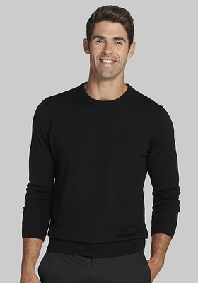 Men's Jos. A Bank Merino Wool Crew Neck Sweater, Black, Large