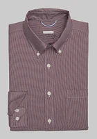 Men's Big & Tall Traveler Collection Tailored Fit Button-Down Collar Mini Check Twill Casual Shirt at Jos. A. Bank, Burgundy,