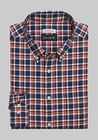 Men's Jos. A Bank Lux Flannel Traditional Fit Long Sleeve Casual Shirt at A. Bank, Dark Orange/Navy,