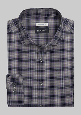 Men's Jos. A Bank Lux Flannel Traditional Fit Long Sleeve Casual Shirt at A. Bank, Grey/Purple,