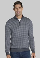 Men's Jos. A. Bank Tailored Fit 1/4 Zip Houndstooth Mock Neck Sweater at Bank, Grey/Iron Gate Hethr,