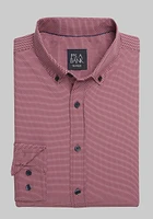 Men's Traveler Performance Tailored Fit 4 Way Stretch Long Sleeve Casual Shirt at Jos. A. Bank, Burgundy,