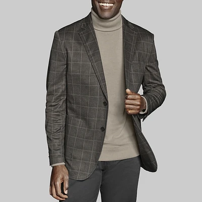 Men's Johnson & Murphy Tailored Fit XC Flex® Windowpane Knit Blazer, Brown, Medium