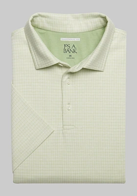 Men's Jos. A. Bank Traditional Fit Square Jacquard Polo at Jos. A. Bank, Forest Shade/Green, Size Large - Shirts