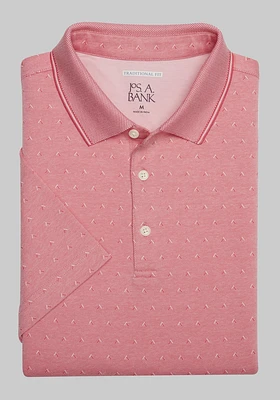 Men's Jos. A. Bank Traditional Fit Geo Jacquard Polo at Jos. A. Bank, Rouge Red, Size Large - Shirts