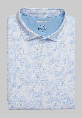 Men's Jos. A. Bank Traditional Fit Paisley Polo at Bank, Vista Blue, - Shirts