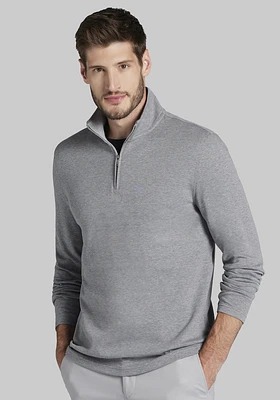 Men's Big & Tall Jos. A. Bank Tailored Fit Double Face 1/4 Zip Pullover at Jos. A. Bank, Dark Grey, Size XX Large