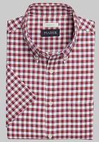 Men's Jos. A. Bank Tailored Fit Comfort Stretch Check Casual Shirt at Bank, Red Check,