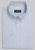 Men's Jos. A. Bank Tailored Fit Comfort Stretch Grid Casual Shirt at Bank, Cream/White/White Blue Grid,