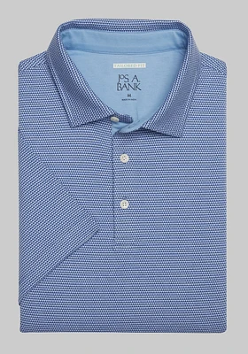 Men's Jos. A. Bank Tailored Fit Diamond Jacquard Polo at Jos. A. Bank, Galaxy Blue, Size Large - Shirts