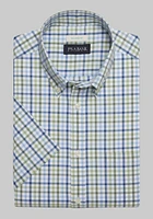 Men's Jos. A. Bank Tailored Fit Gingham Short Sleeve Casual Shirt at Bank, Blue/Forest/Green,