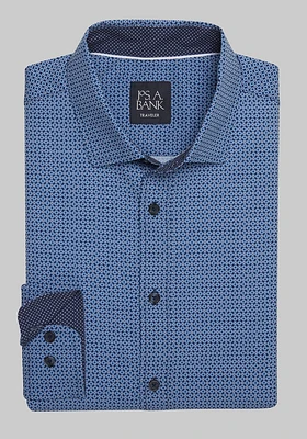 Men's Traveler Collection Tailored Fit Geo Print 4-Way Stretch Casual Shirt at Jos. A. Bank, Blue,