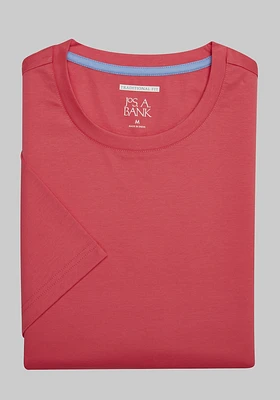 Men's Jos. A. Bank Comfort Stretch Traditional Fit Interlock Crew Neck T-Shirt at Jos. A. Bank, Rouge Red, Size Large