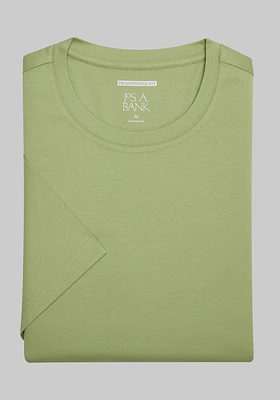 Men's Jos. A. Bank Comfort Stretch Traditional Fit Interlock Crew Neck T-Shirt at Jos. A. Bank, Forest Shade/Green, Size Large