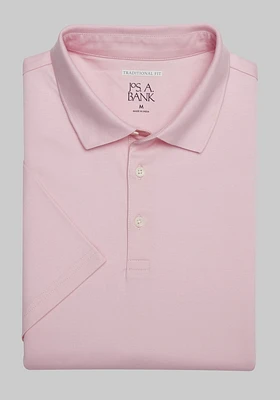 Men's Jos. A. Bank Comfort Stretch Traditional Fit Interlock Polo at Jos. A. Bank, Orchid Pink, Size Large - Shirts