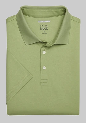 Men's Jos. A. Bank Comfort Stretch Traditional Fit Interlock Polo at Jos. A. Bank, Forest Shade/Green, Size Large - Shirts