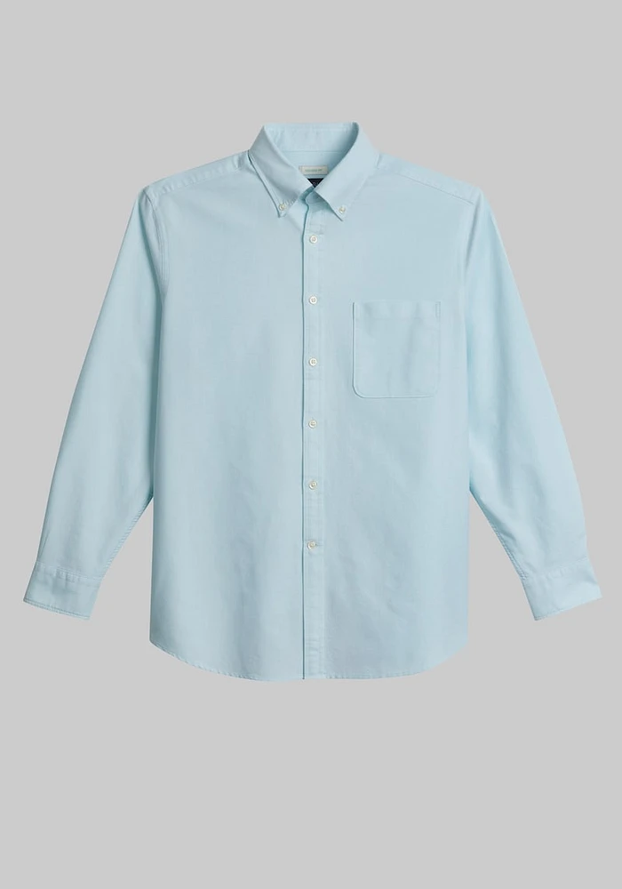 JoS. A. Bank Men's Tailored Fit Button-Down Collar Oxford Casual Shirt, Aqua Splash, Large