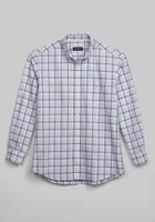 JoS. A. Bank Men's Traditional Fit Button-Down Collar Plaid Casual Shirt, Blue/Pink, Large