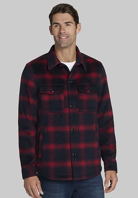 Men's Jos. A. Bank Traditional Fit Plaid Shirt Jacket at Bank, Blue/Midnight/Red, - Outerwear