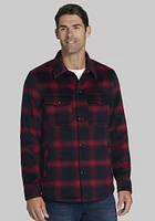 Men's Jos. A. Bank Traditional Fit Plaid Shirt Jacket at Bank, Blue/Midnight/Red, - Outerwear