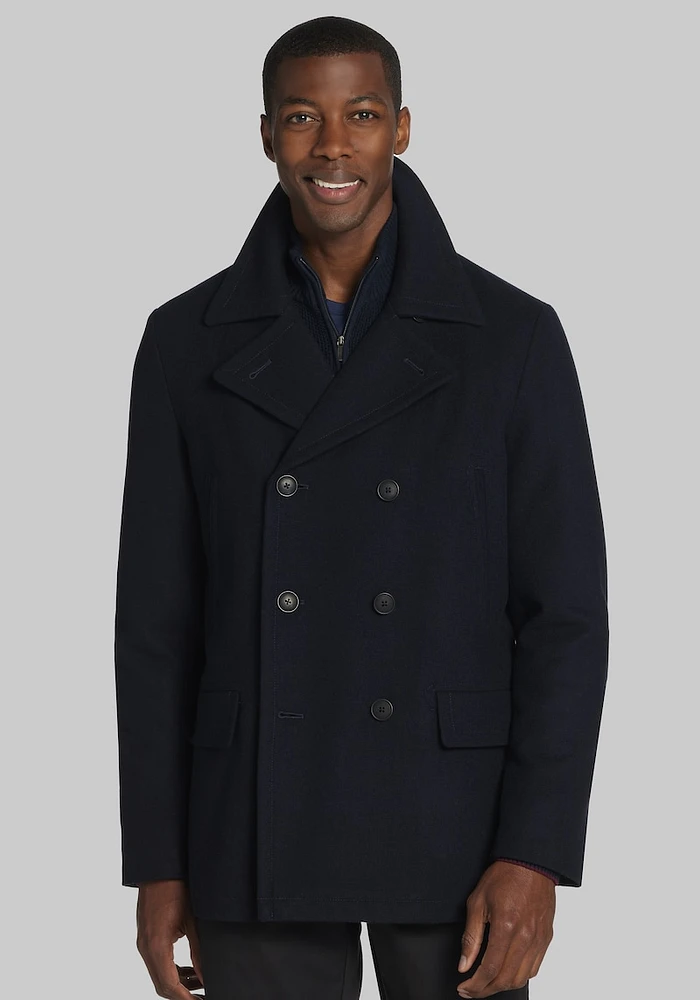 Men's Traditional Fit Melton Peacoat, Navy, Small