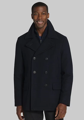 Men's Traditional Fit Melton Peacoat, Navy, Small