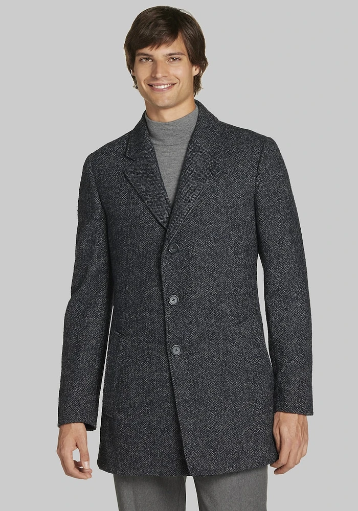 Men's Jos. A. Bank Traditional Fit Herringbone Tweed Coat at Bank, Blue/Navy, - Outerwear