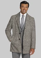 Men's Tailored Fit Melange Twill Tweed Coat, Light Brown, Small