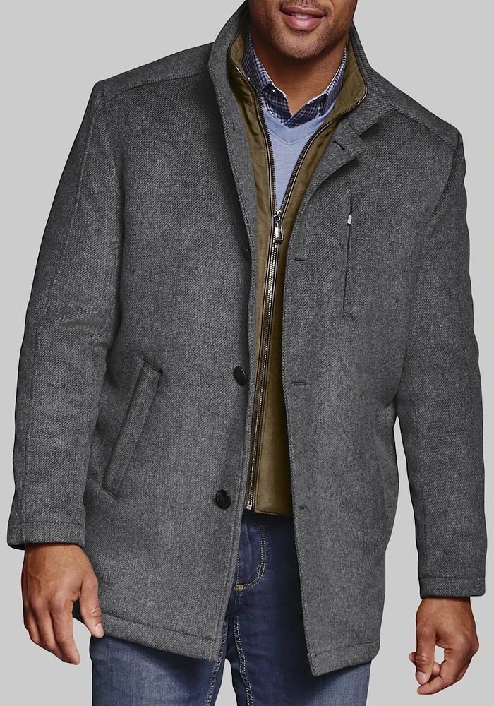 Men's Johnston & Murphy Tailored Fit Wool Blend Car Coat with Bib at Jos. A. Bank, Grey, - Outerwear