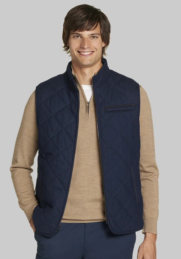 Men's Jos. A. Bank Tailored Fit Quilted Vest at Bank, Blue/Navy, - Outerwear